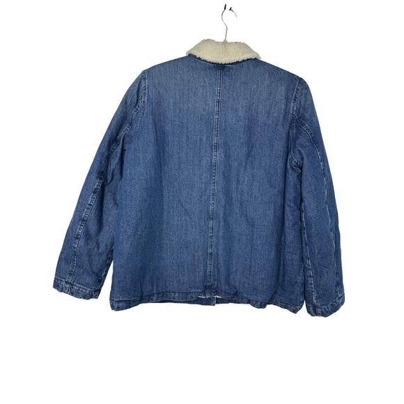 J.Crew Sherpa Lined Denim Jacket Medium | Cozy Jean Trucker Coat - Picture 4 of 10